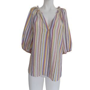 Xirena top blouse puffy sleeves multicolor striped boho size Medium
